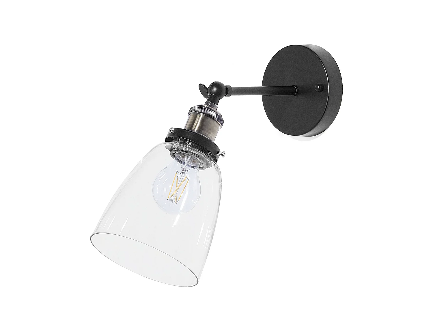 Industrielle Wandlampe 2er Set Metall/Glas schwarz Lovat