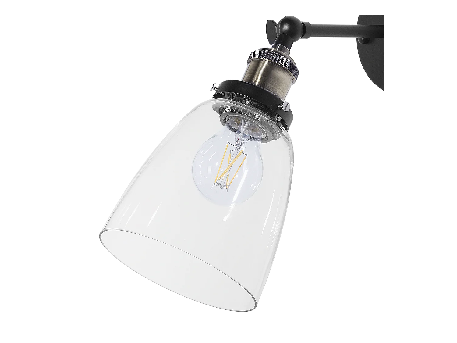 Industrielle Wandlampe 2er Set Metall/Glas schwarz Lovat