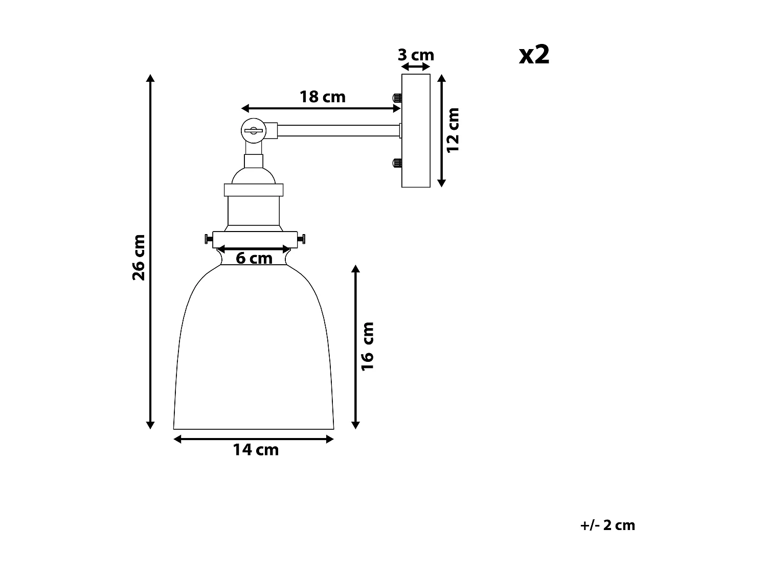 Lot de 2 lampes murales LOVAT Réglable Métal Transparent Noir