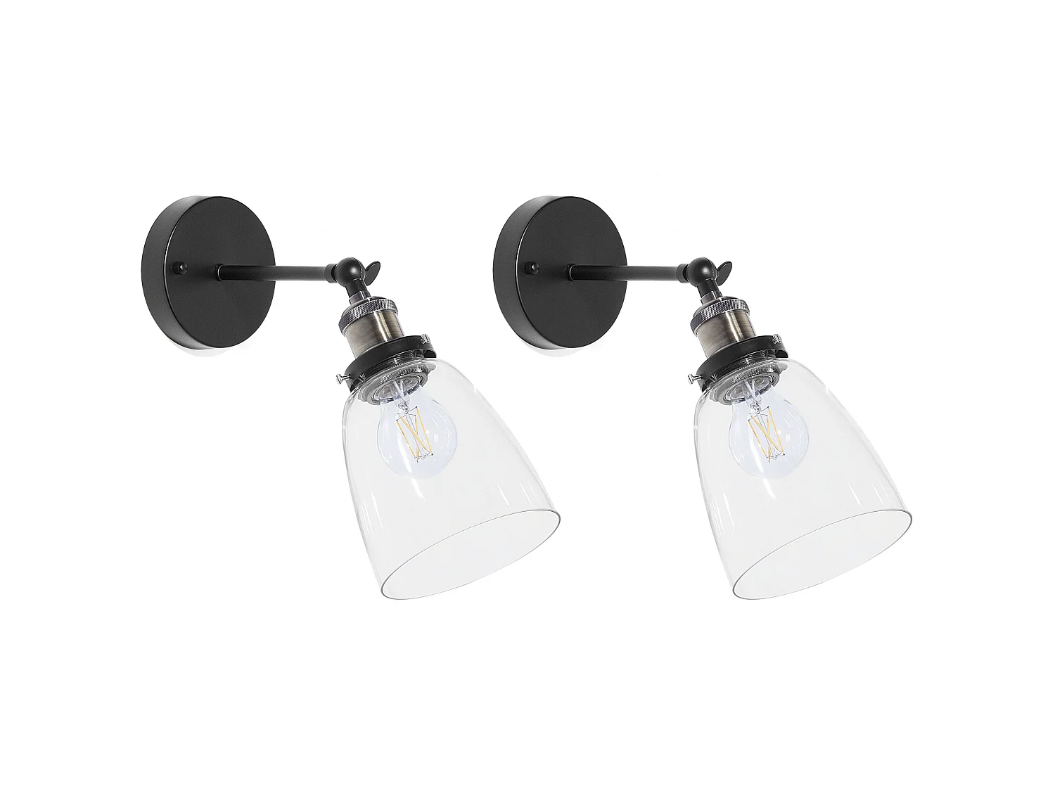 Lot de 2 lampes murales LOVAT Réglable Métal Transparent Noir