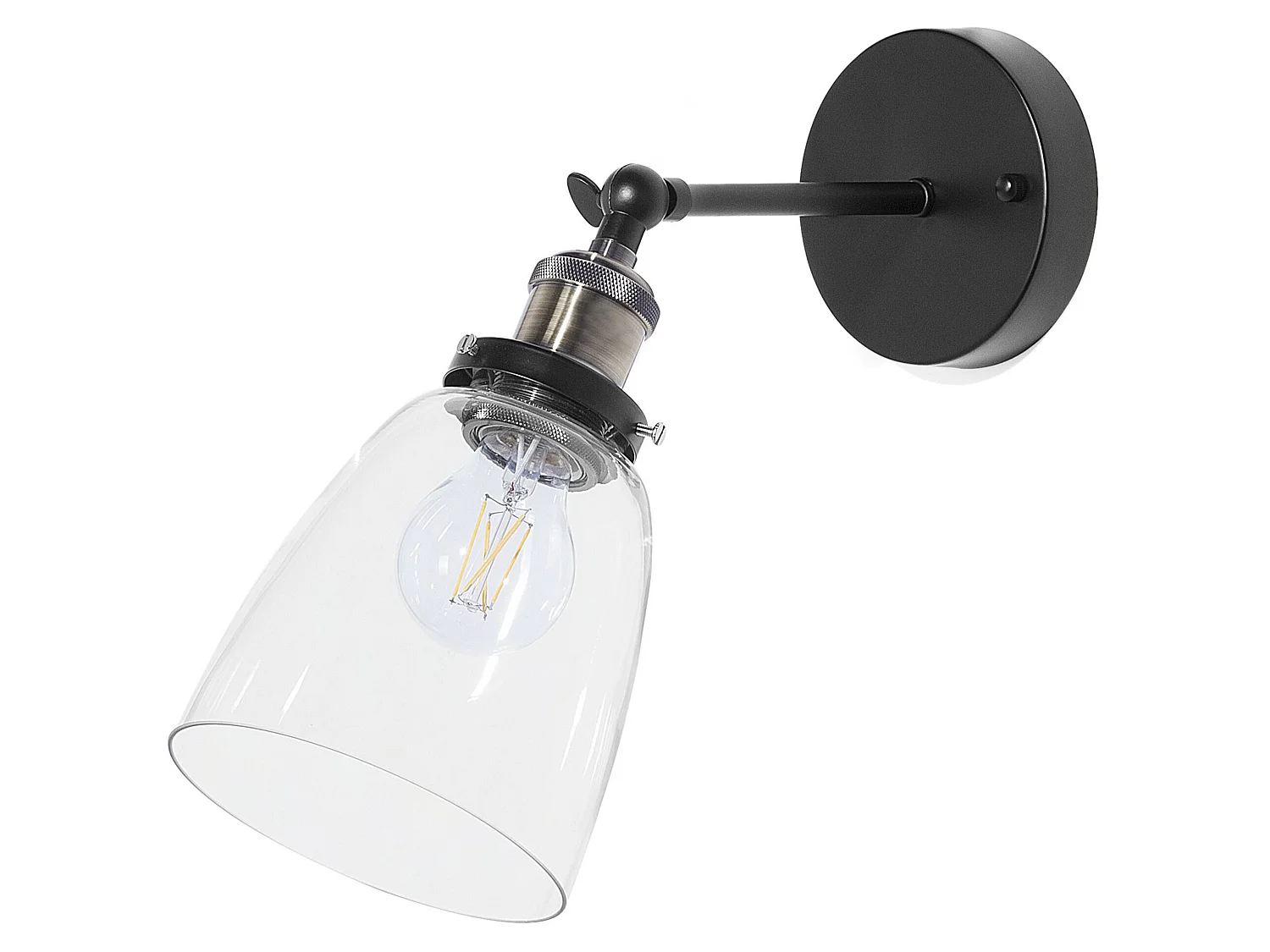 Wandlampe 2er Set LOVAT verstellbar Metall Transparent Schwarz