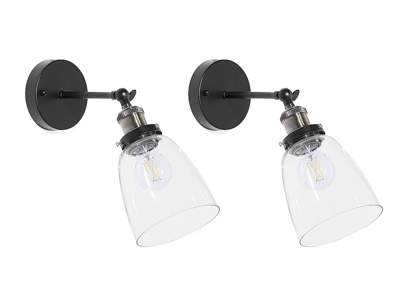 Lot de 2 lampes murales LOVAT Réglable Métal Transparent Noir