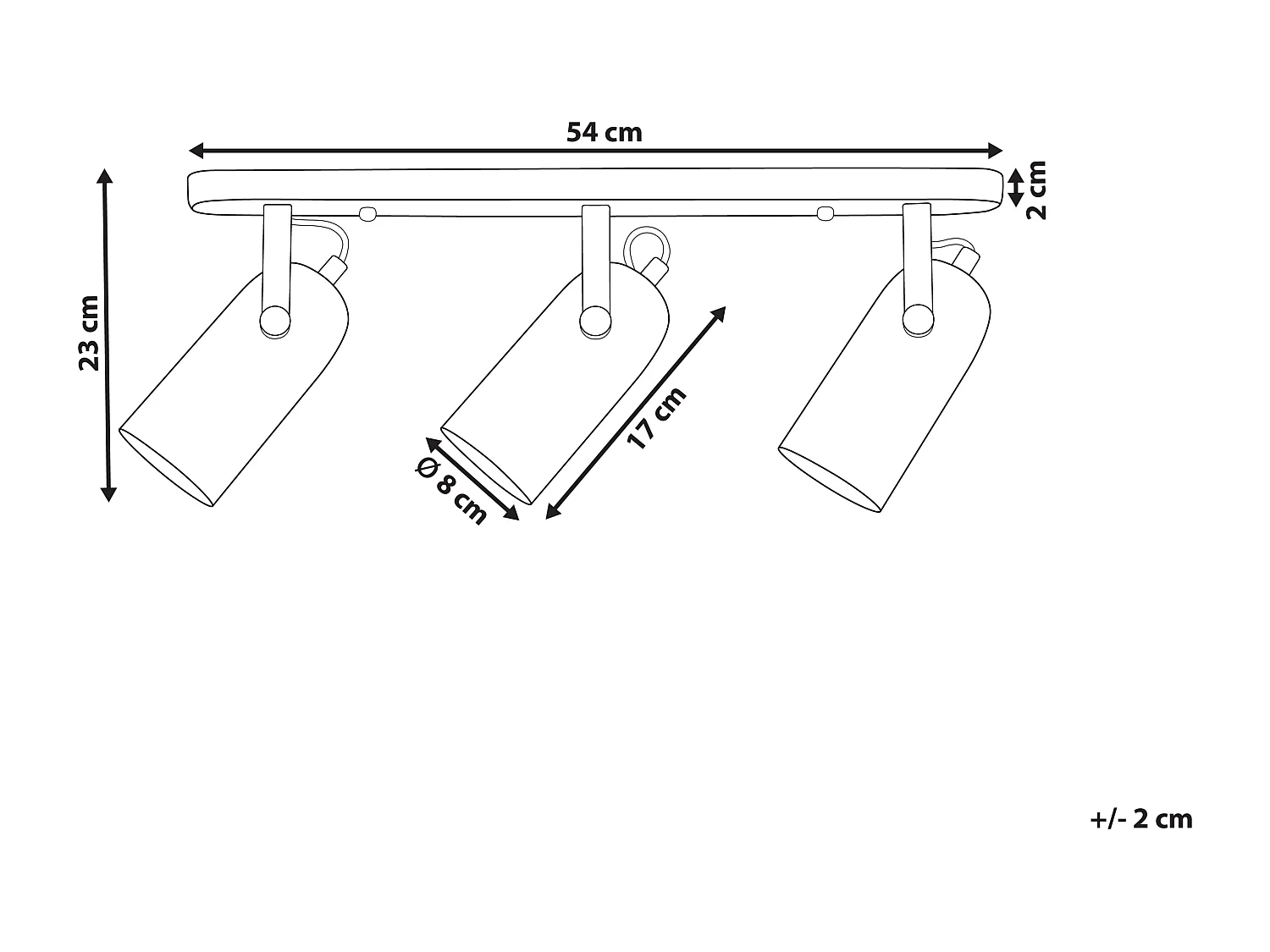 Faretto a 3 luci TYRIA Regolabile Metallo Nero