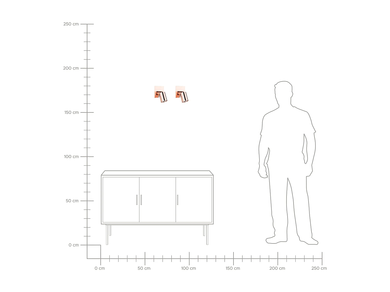 Set van 2 spotlampen TIGRIS Verstelbaar Metaal Koper