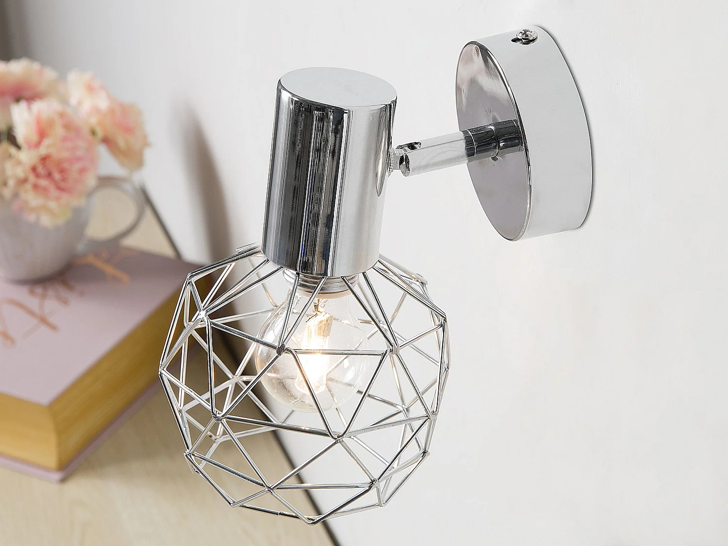 Wandleuchte Metall silber 2er Set Gitter-Design CHENAB