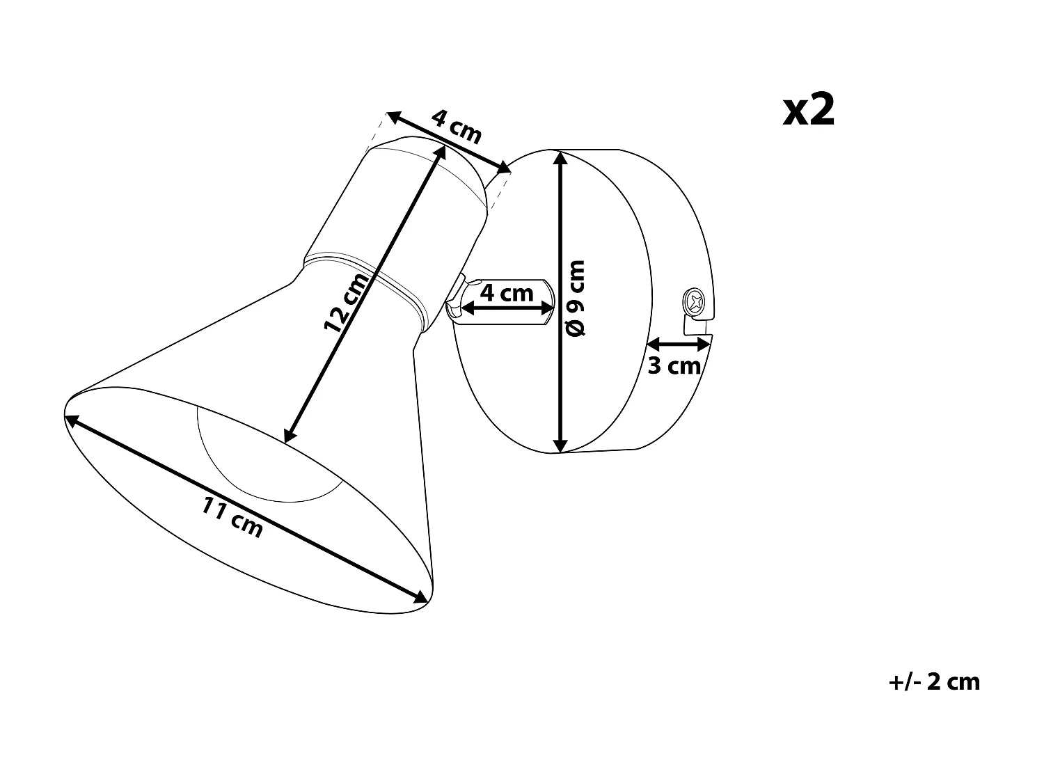 Set van 2 spotlampen MERSEY Verstelbaar Metaal Zwart
