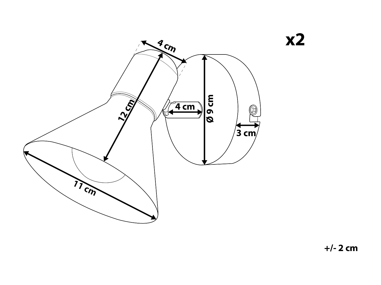 Set van 2 spotlampen MERSEY Verstelbaar Metaal Zwart