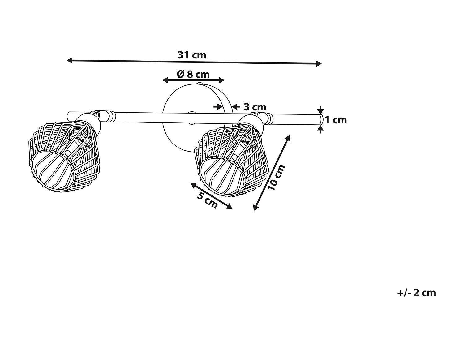 2-lichts spot VOLGA Verstelbaar Metaal Zwart