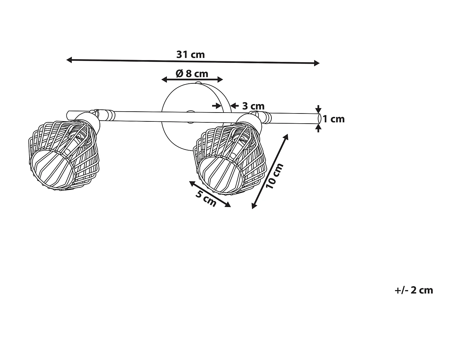 2-lichts spot VOLGA Verstelbaar Metaal Zwart
