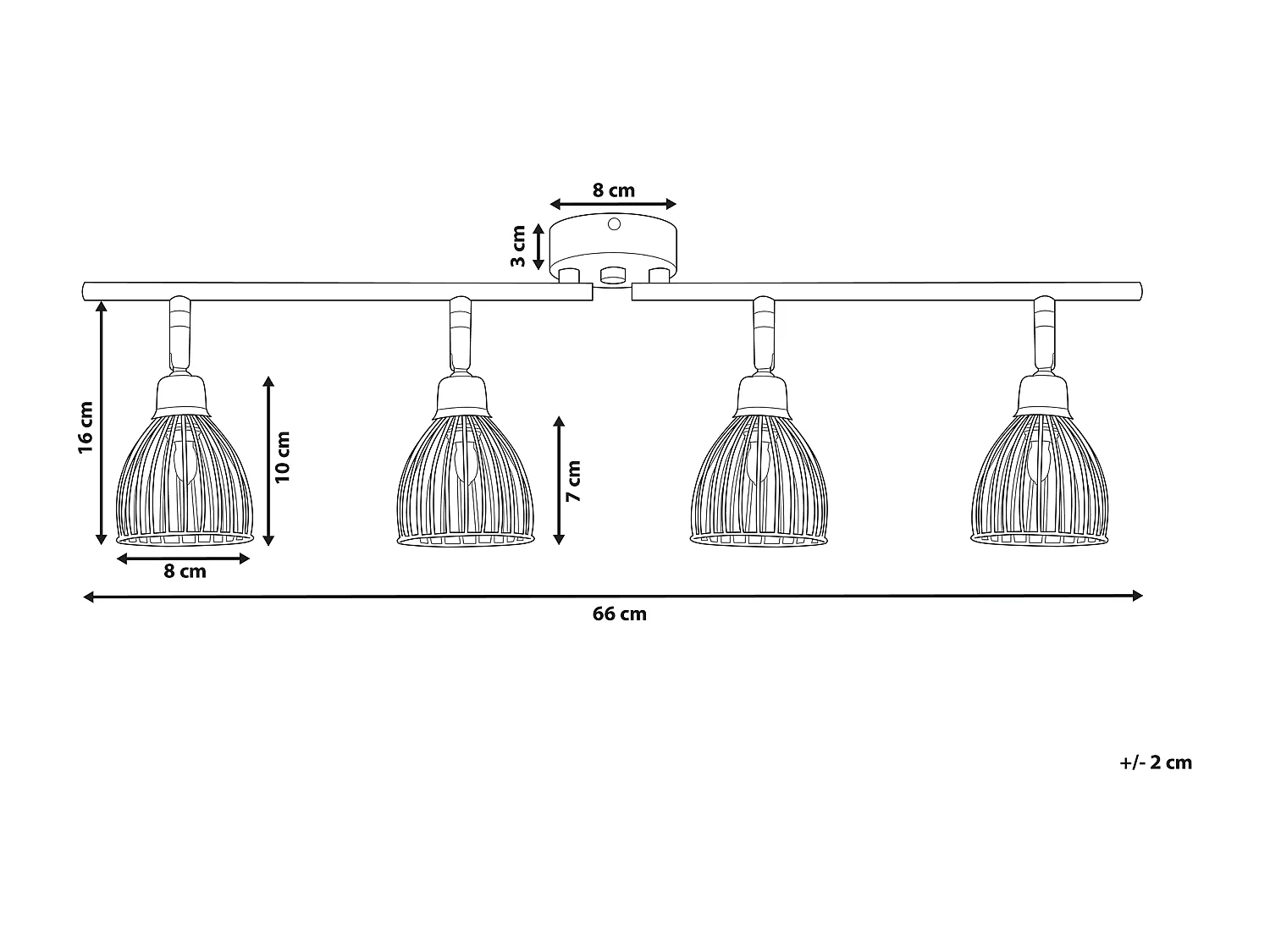 Lampa spot 4-punktowa GOLOK Regulowana Metal Czarny