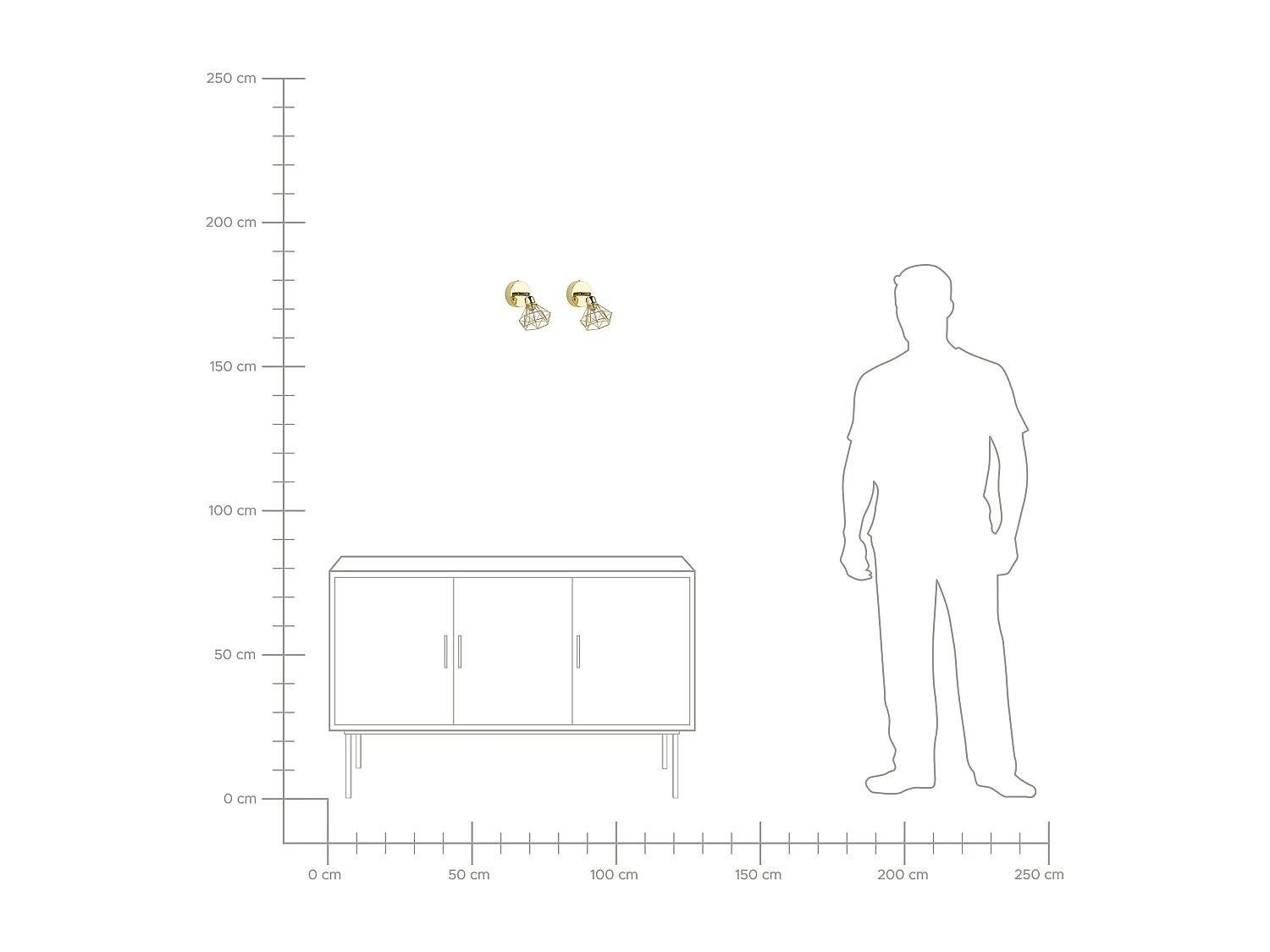 Set di 2 faretti ERMA Regolabile Metallo Oro