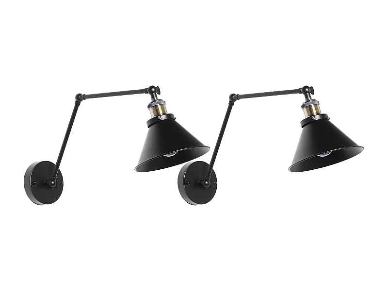 Set di 2 lampade da parete NARVA Regolabile Metallo Nero