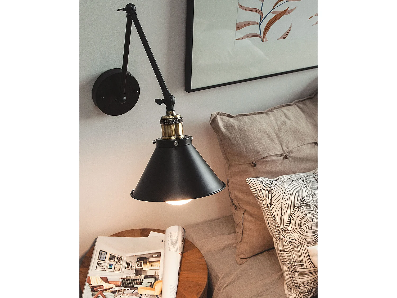 Zestaw 2 lamp ściennych NARVA Regulowana Metal Czarny