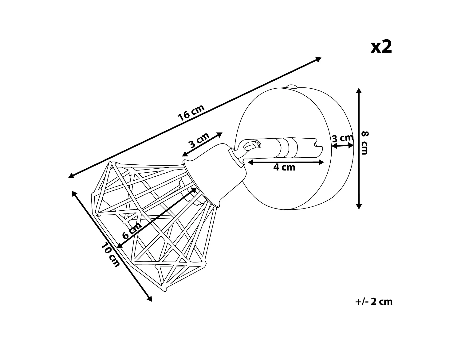 Strahler 2er Set ERMA verstellbar Metall Silber