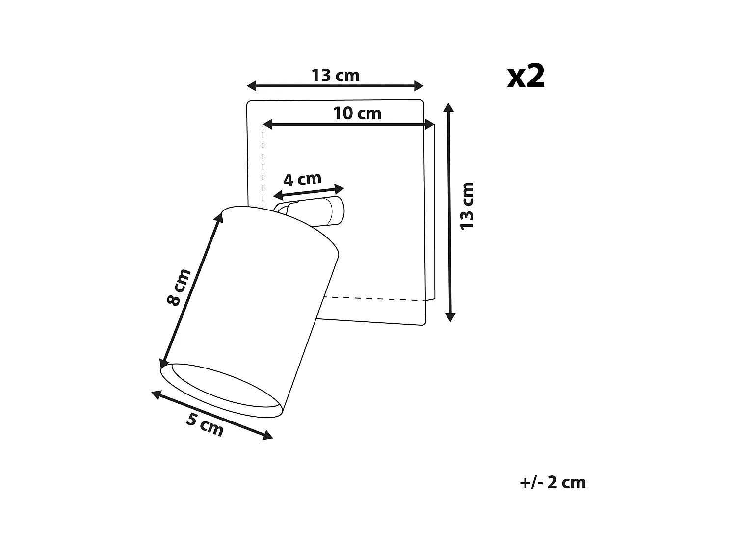 Elegante Wandleuchte aus Metall in Weiß im 2er Set Zylinderform Tigris