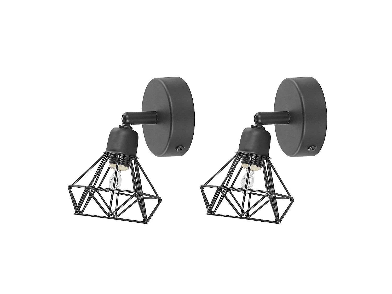 Moderne Wandlampe aus Metall Lampenschirm in Diamantenform schwarz 2er Set Erma