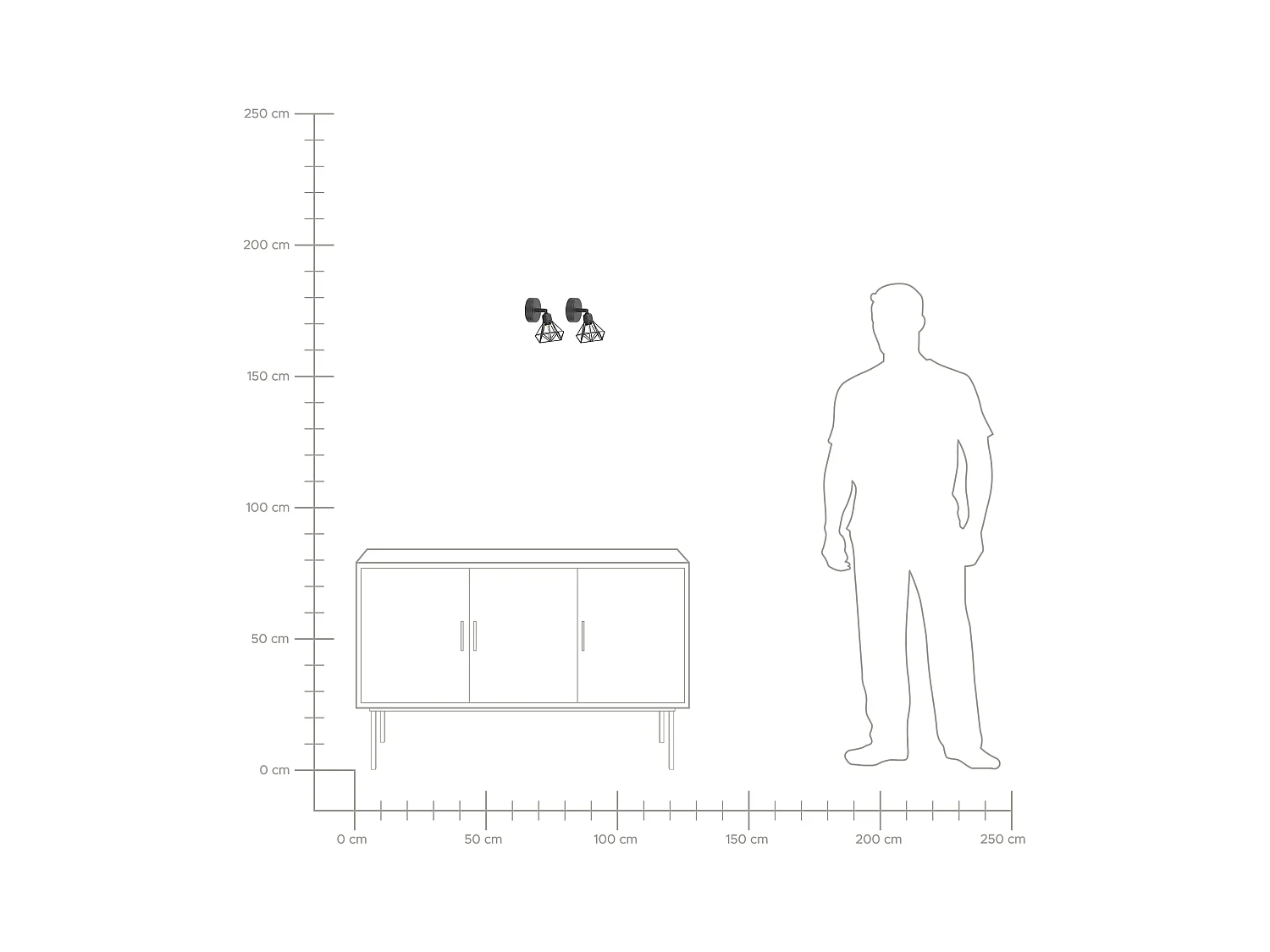 Moderne Wandlampe aus Metall Lampenschirm in Diamantenform schwarz 2er Set Erma