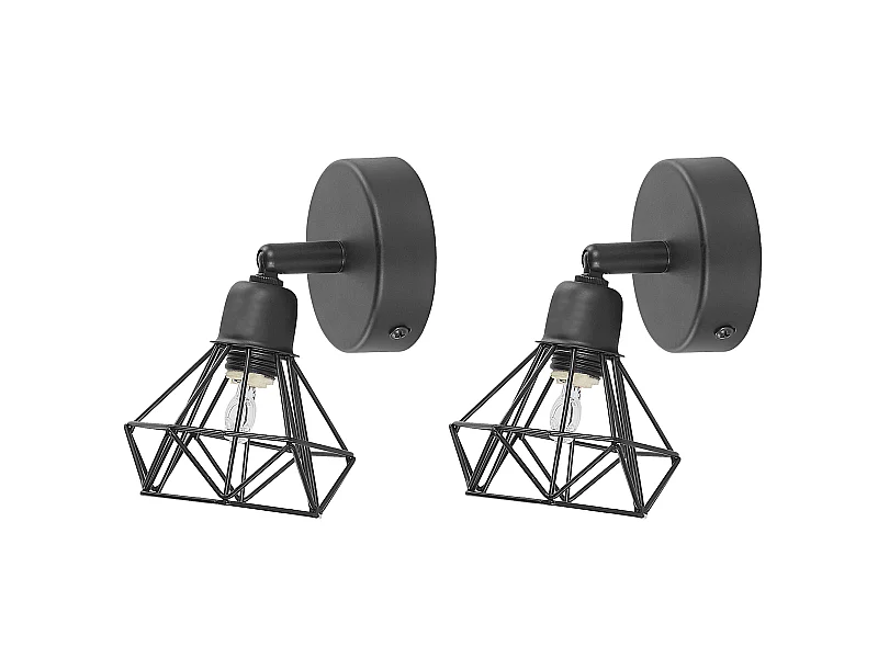 Set di 2 faretti ERMA Regolabile Metallo Nero