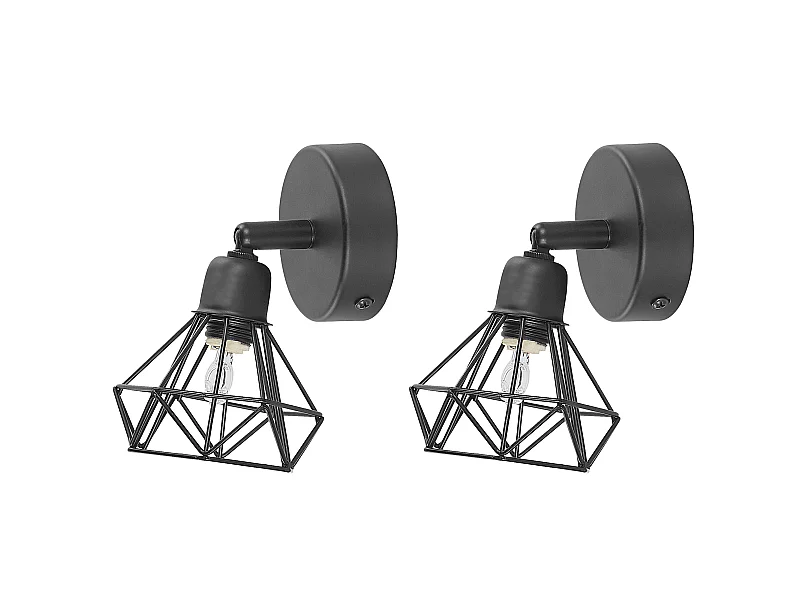 Set di 2 faretti ERMA Regolabile Metallo Nero