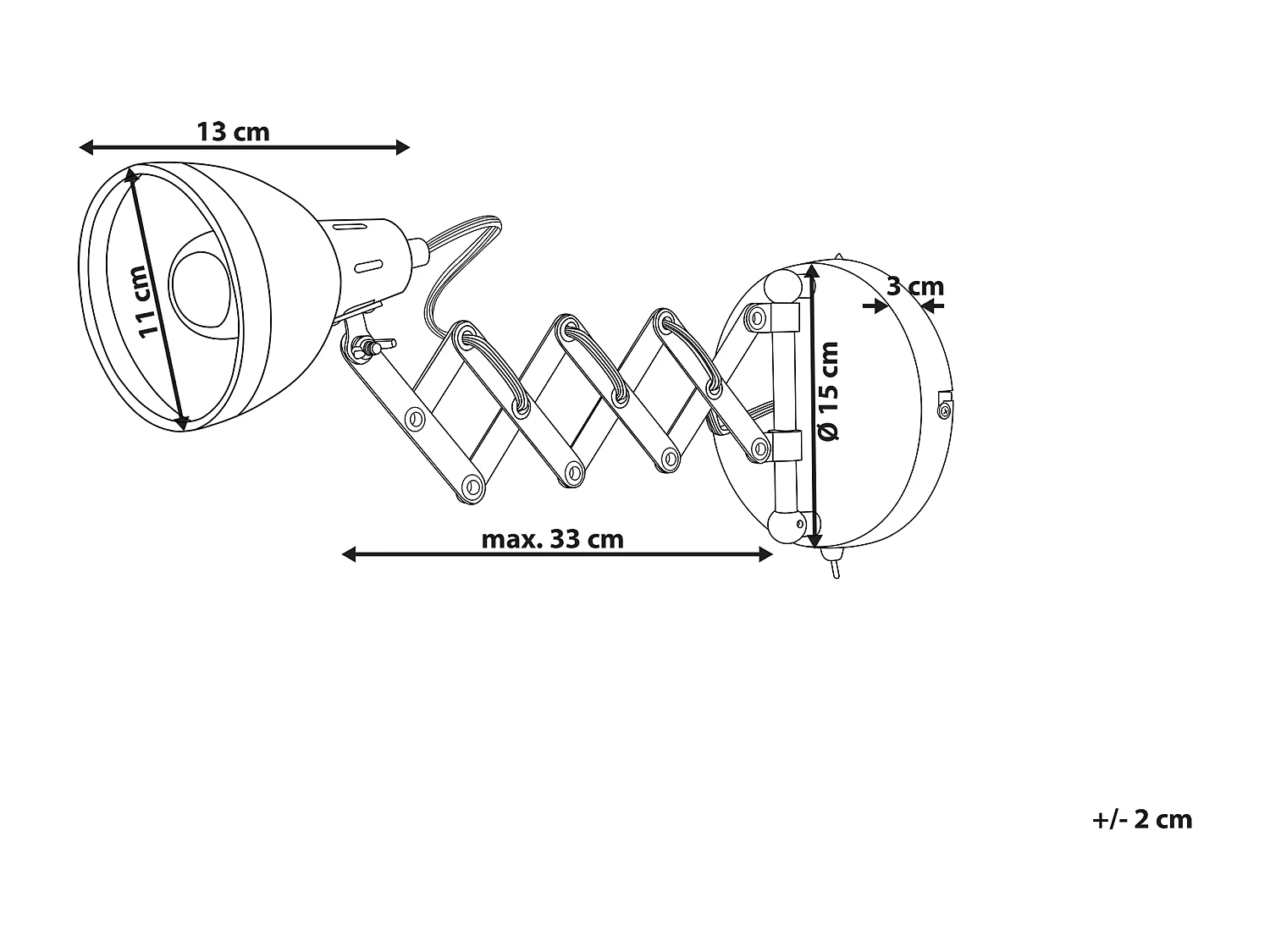 Lampa ścienna HARRINGTON Regulowana Metal Czarny