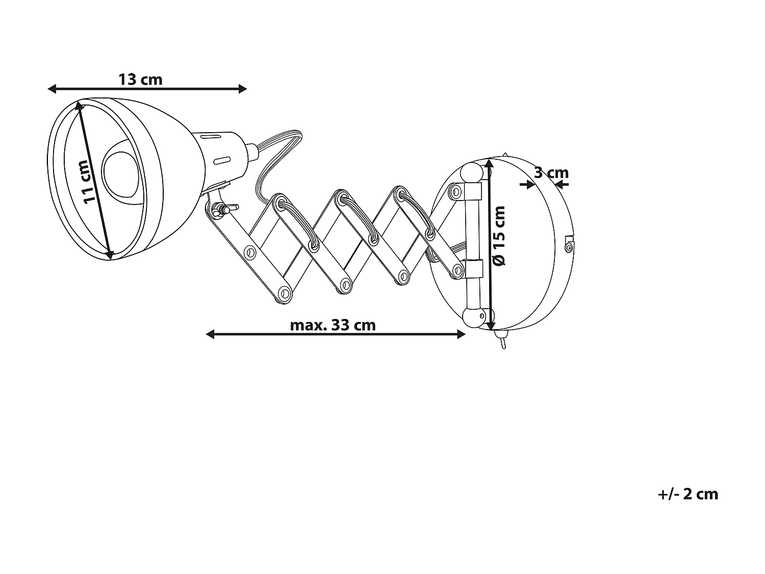 Lampa ścienna HARRINGTON Regulowana Metal Czarny
