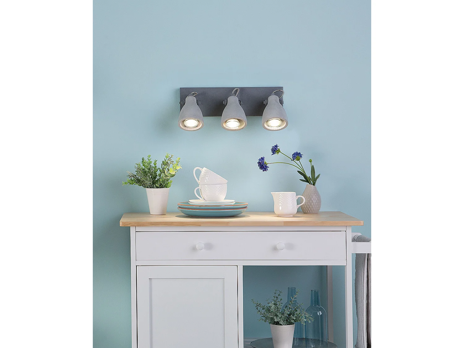 Wandlampe 3-flammig Beton hellgrau modern MISTAGO