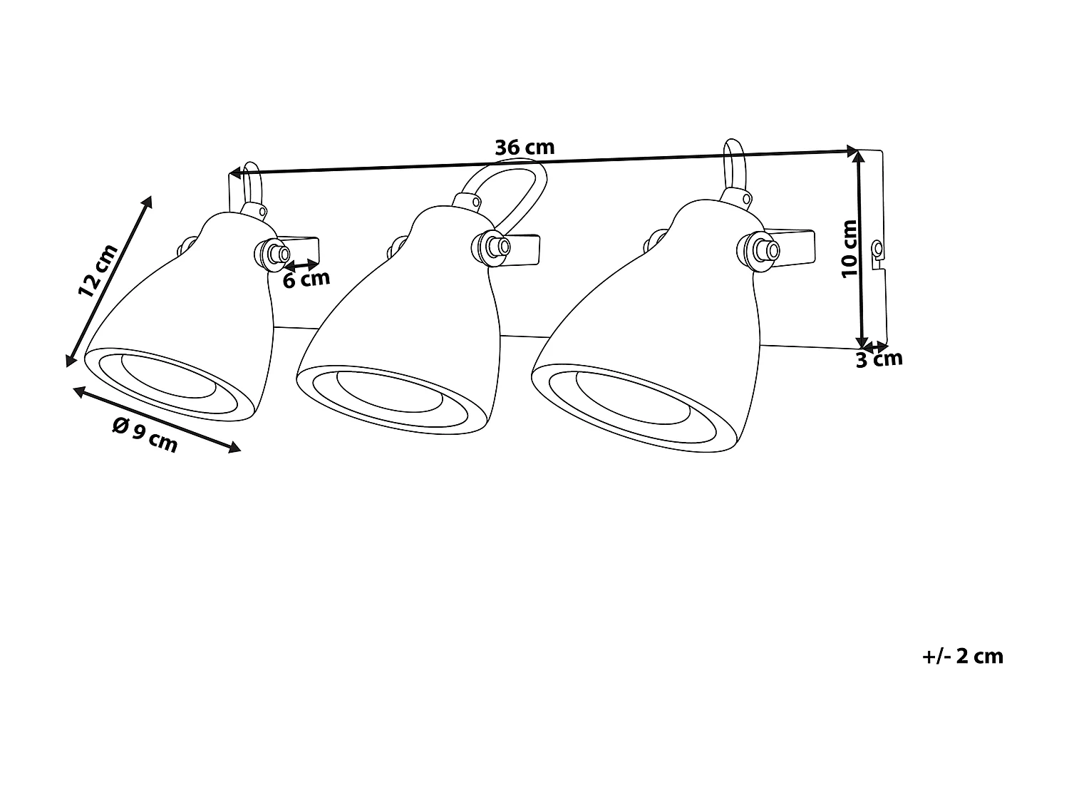 Spot à 3 lumières MISTAGO Réglable Béton Gris