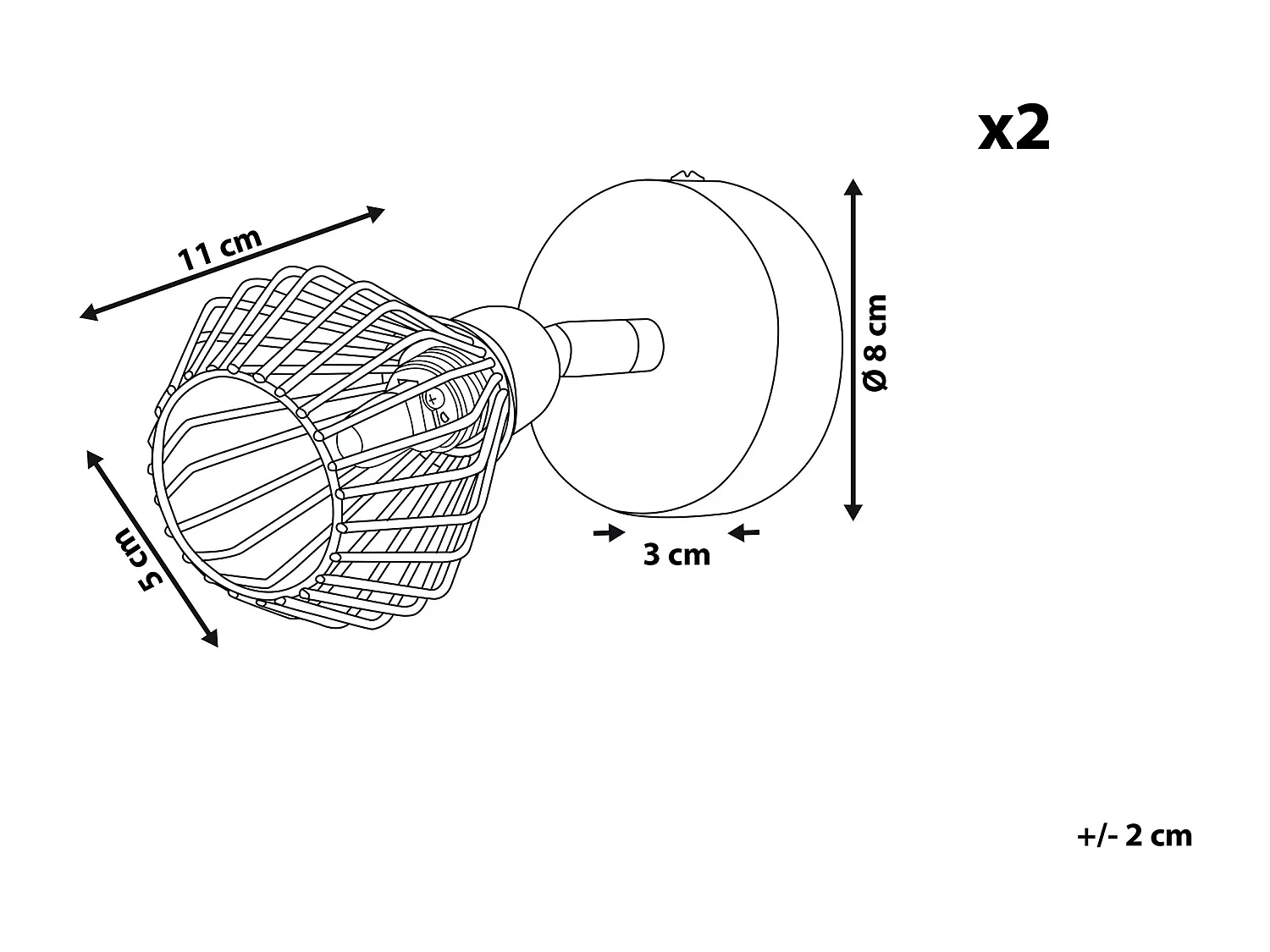 Klassische und elegante Wandlampe schwarz/kupfer 2er Set Volga