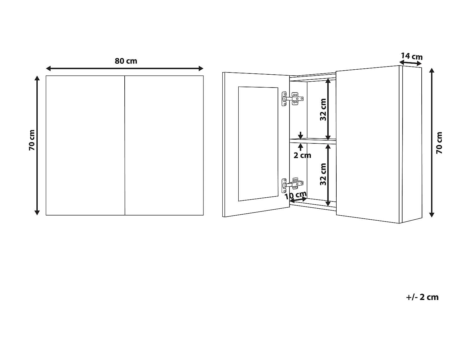 Badkamer wandkast met spiegel NAVARRA 80 cm 70 cm Wit