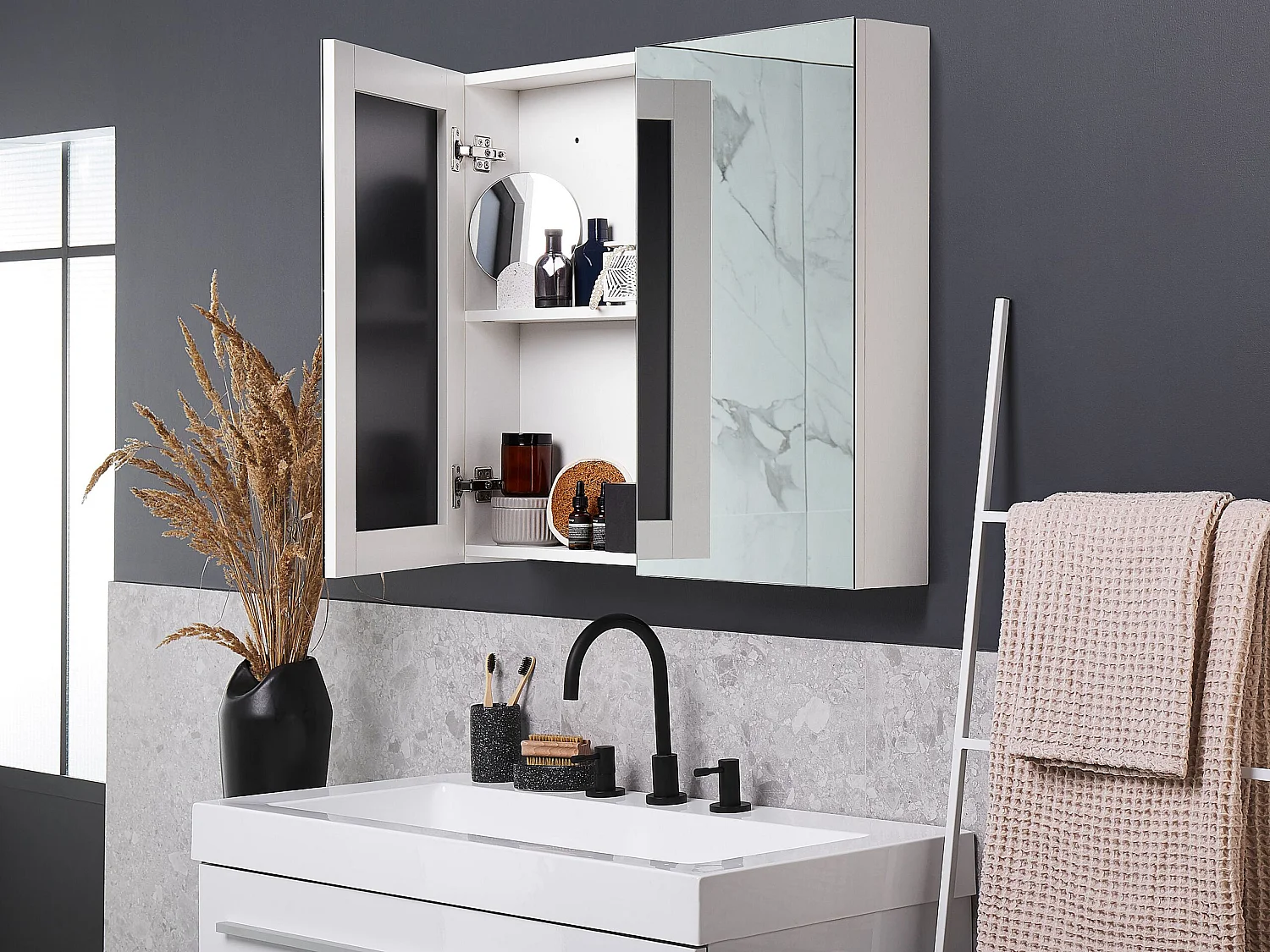 Armoire de toilette murale NAVARRA 80 cm 70 cm Blanc