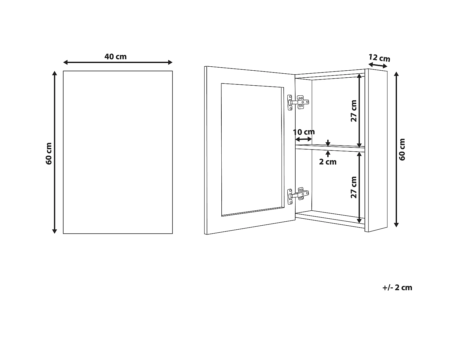 Szafka wisząca łazienkowa z lustrem PRIMAVERA 40 cm 60 cm Biały