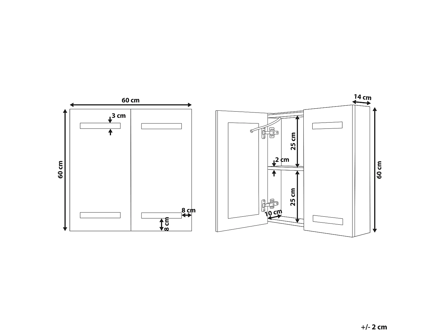 Badkamer wandkast met spiegel LED TALAGAPA 60 cm 60 cm Wit