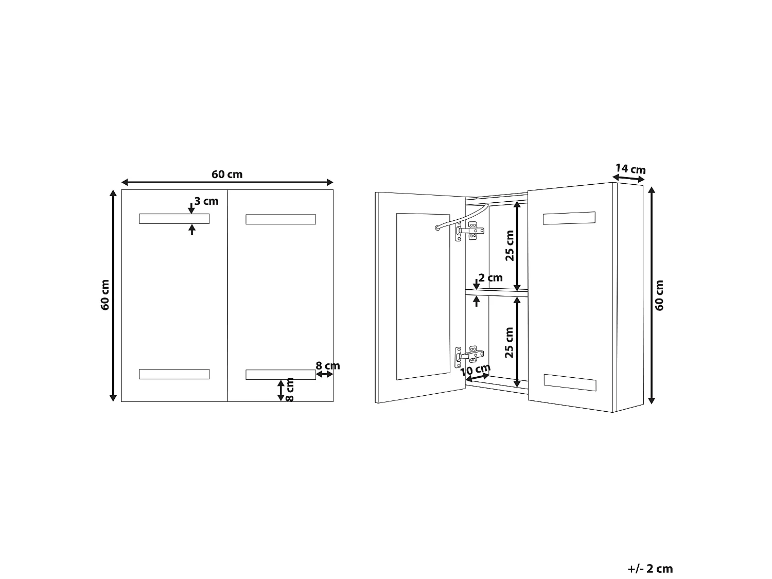 Badkamer wandkast met spiegel LED TALAGAPA 60 cm 60 cm Wit