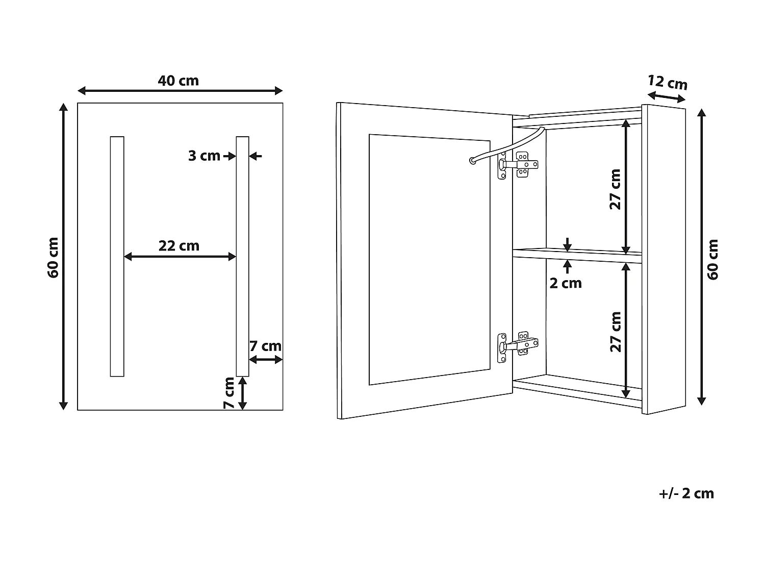 Badkamer wandkast met spiegel LED CAMERON 40 cm 60 cm Wit