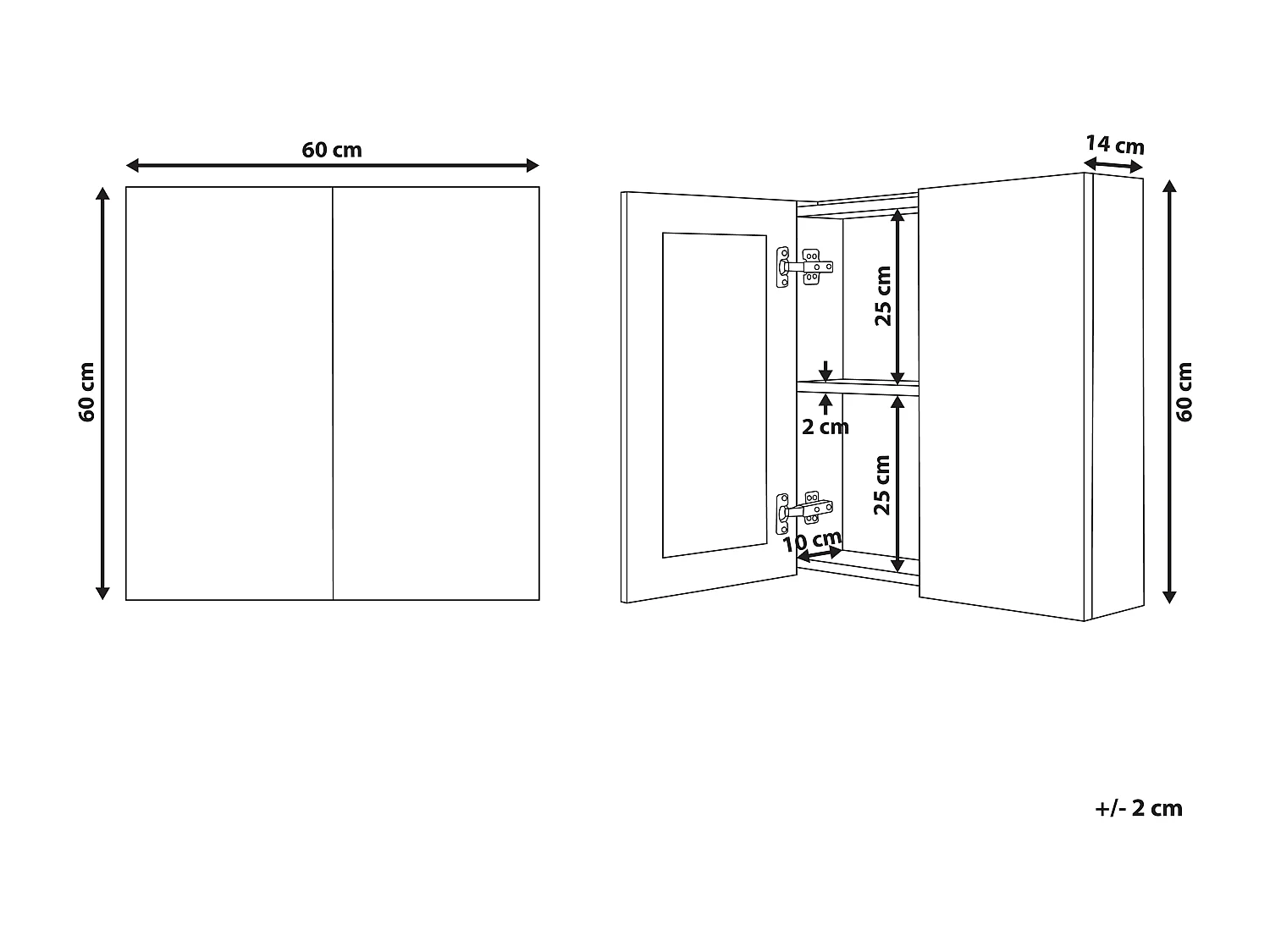 Badkamer wandkast met spiegel NAVARRA 60 cm 60 cm Wit
