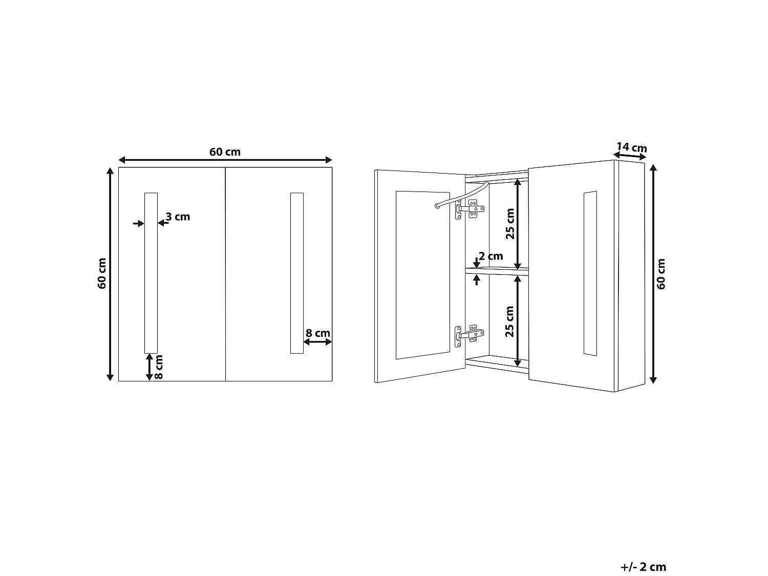 Badkamer wandkast met spiegel LED CHABUNCO 60 cm 60 cm Wit