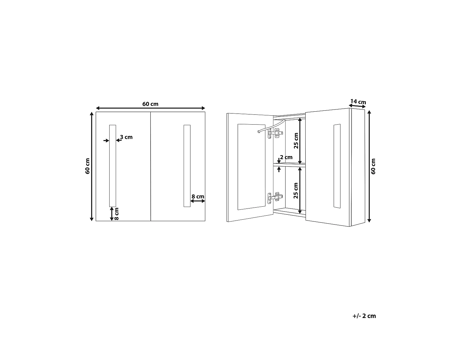Bad-Spiegelschrank LED CHABUNCO 60 cm 60 cm Weiss