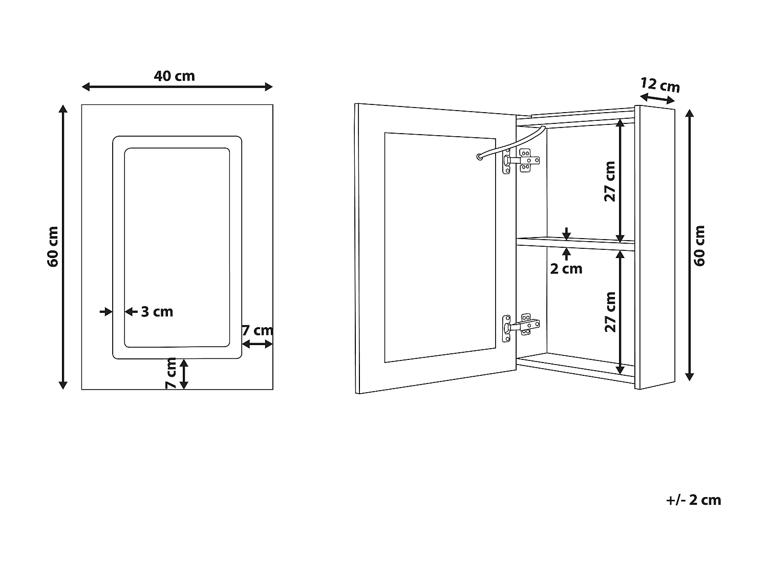 Badkamer wandkast met spiegel LED CONDOR 40 cm 60 cm Wit