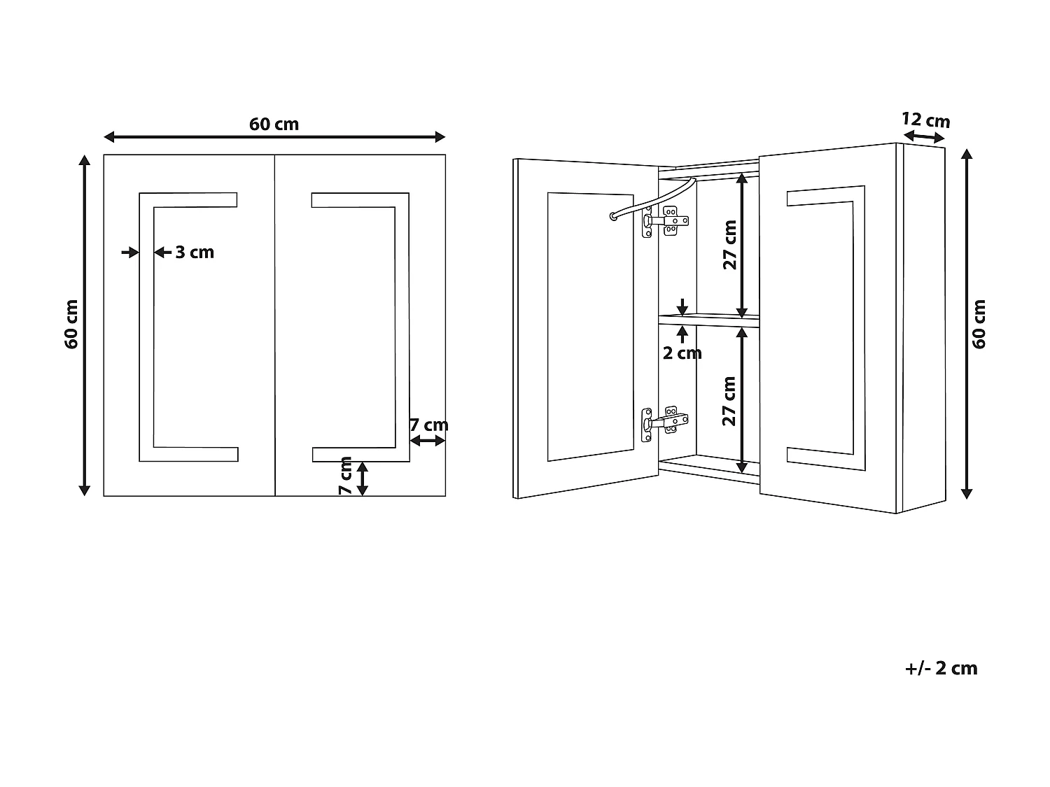 Badkamer wandkast met spiegel LED MAZARREDO 60 cm 60 cm Wit