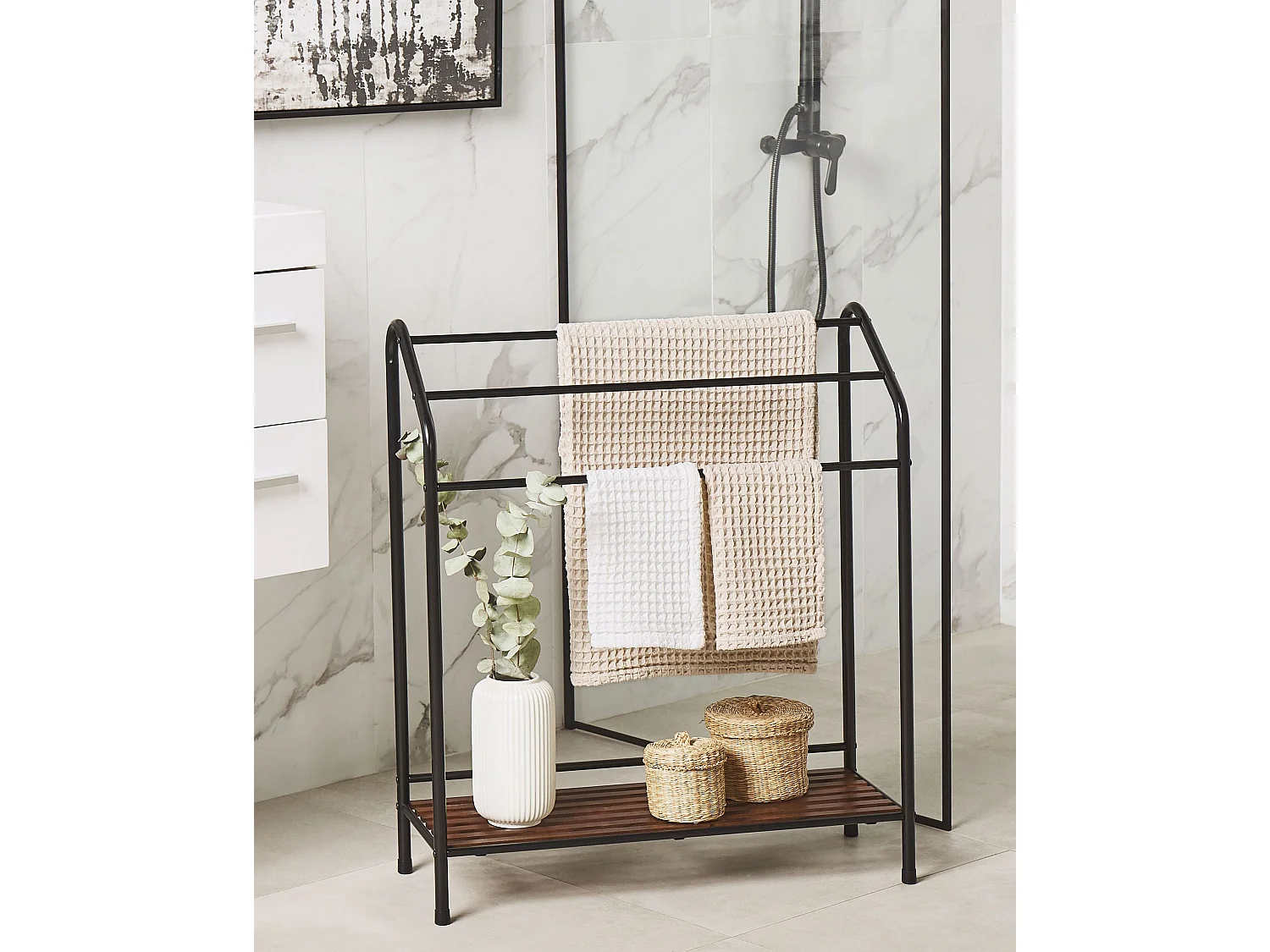 Porta asciugamani con ripiano MURIVA Metallo Nero