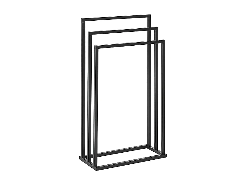 Handtuchständer in matter Edelstahloptik mit 3 Armen schwarz Kiefernholz Charras