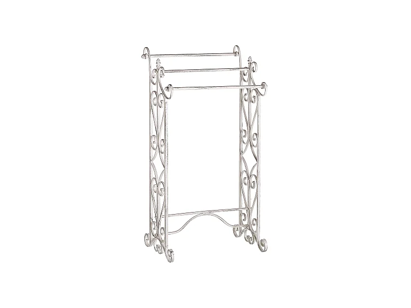 Retro Handtuchhalter Metall Weiß Antik Optik rechteckig für 3 Handtücher Chillan