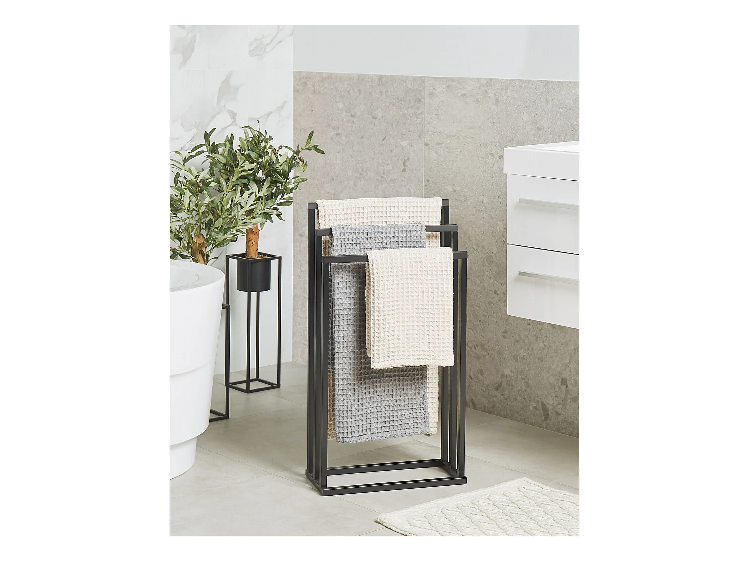 Handtuchständer in matter Edelstahloptik mit 3 Armen schwarz/dunkelbraun Charras