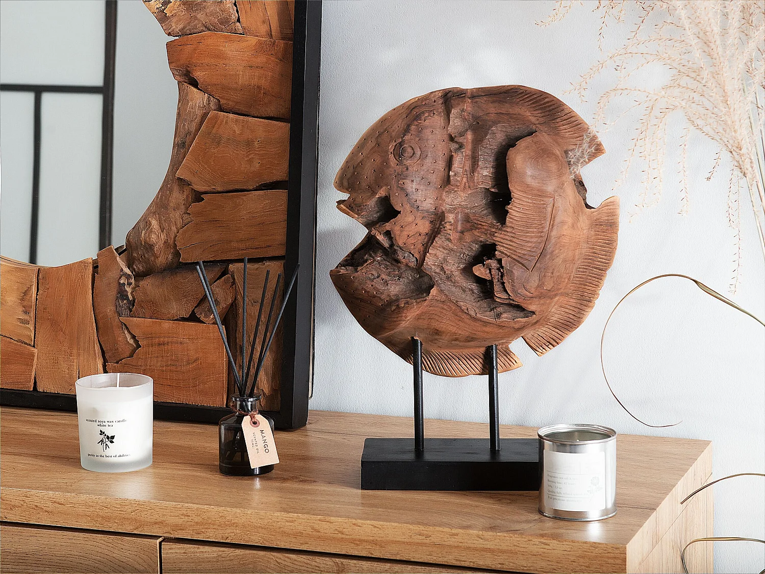 Accessorio decorativo pesce PLAICE FISH Legno Marrone