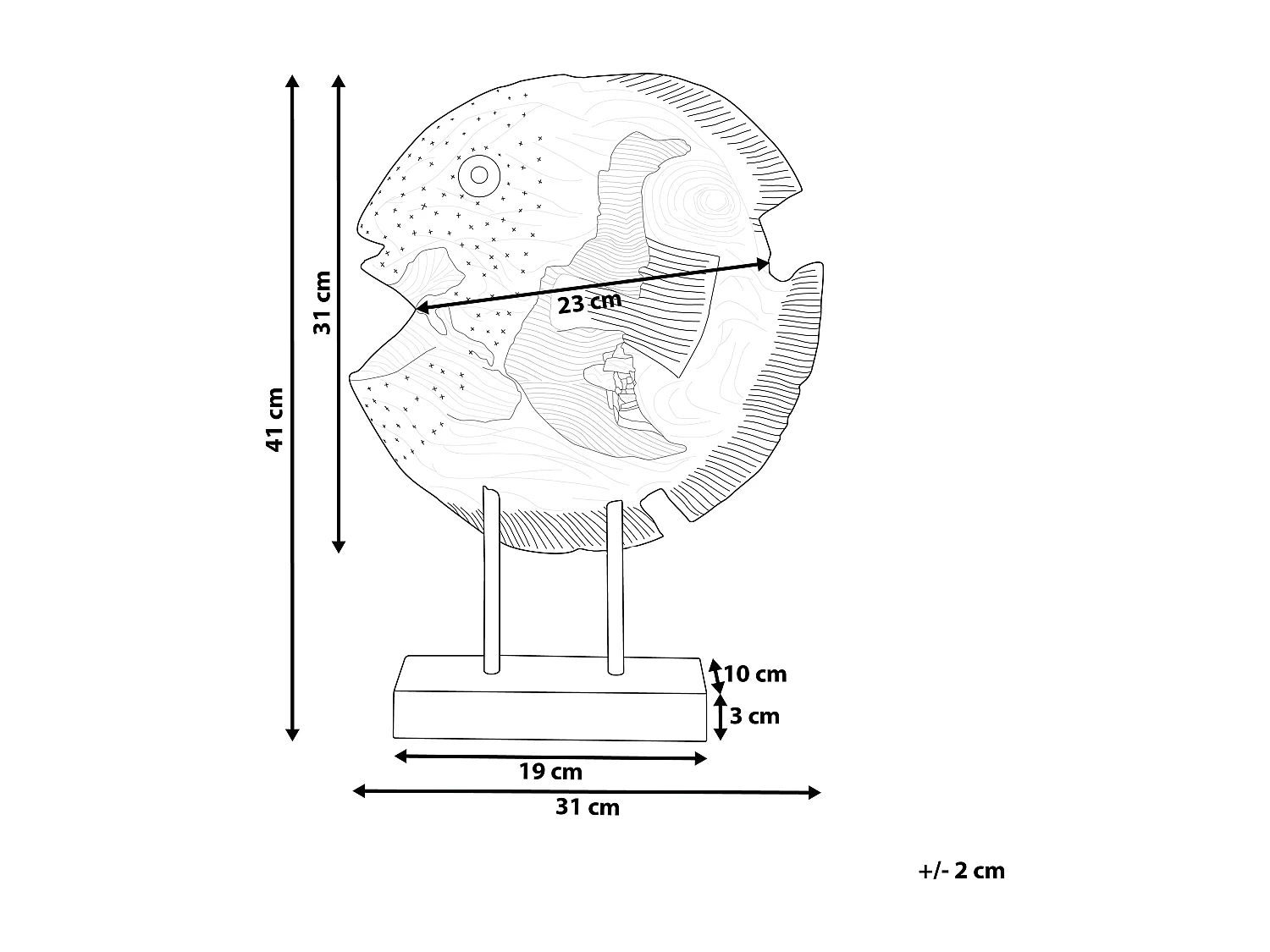 Decoratief accessoire PLAICE FISH Hout Bruin