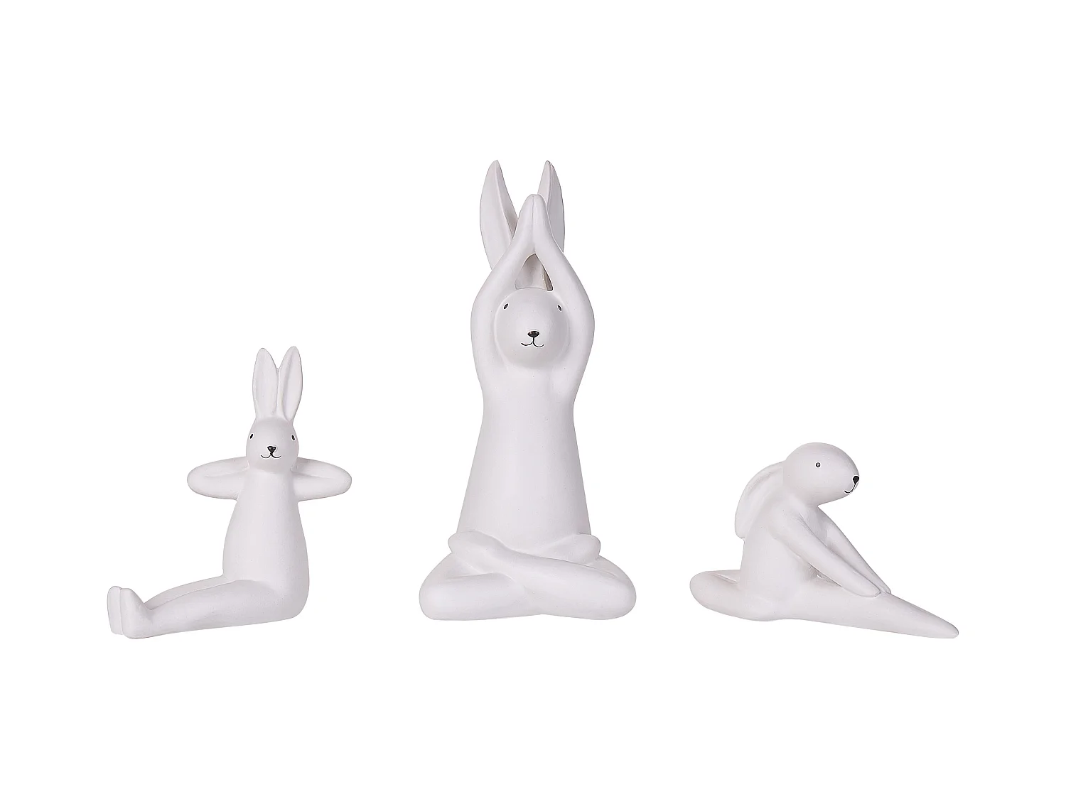 Lot de 3 figurines Lièvre BREST Céramique Blanc