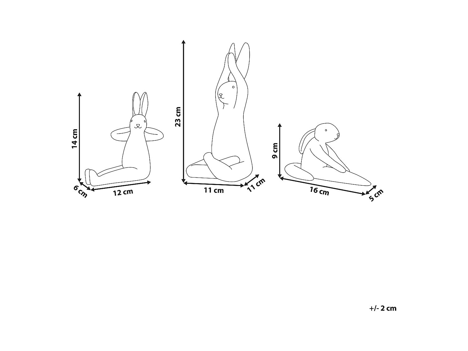 Lot de 3 figurines Lièvre BREST Céramique Blanc