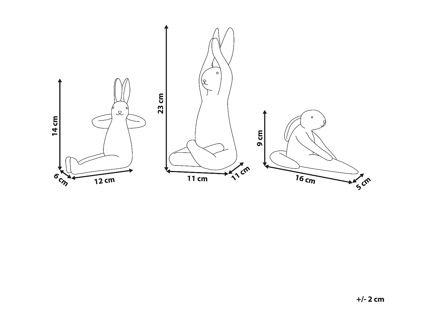 Dekofiguren 3er Set Hase BREST Keramik Weiss