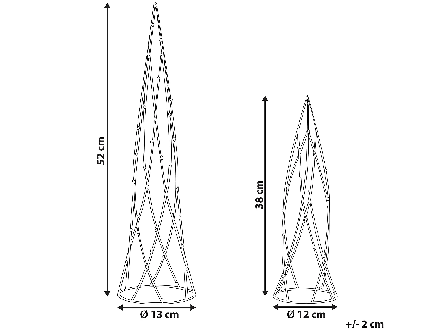 Lot de 2 décorations de Noël LED NEIDEN Arbre de Noël 52/38 cm Argenté