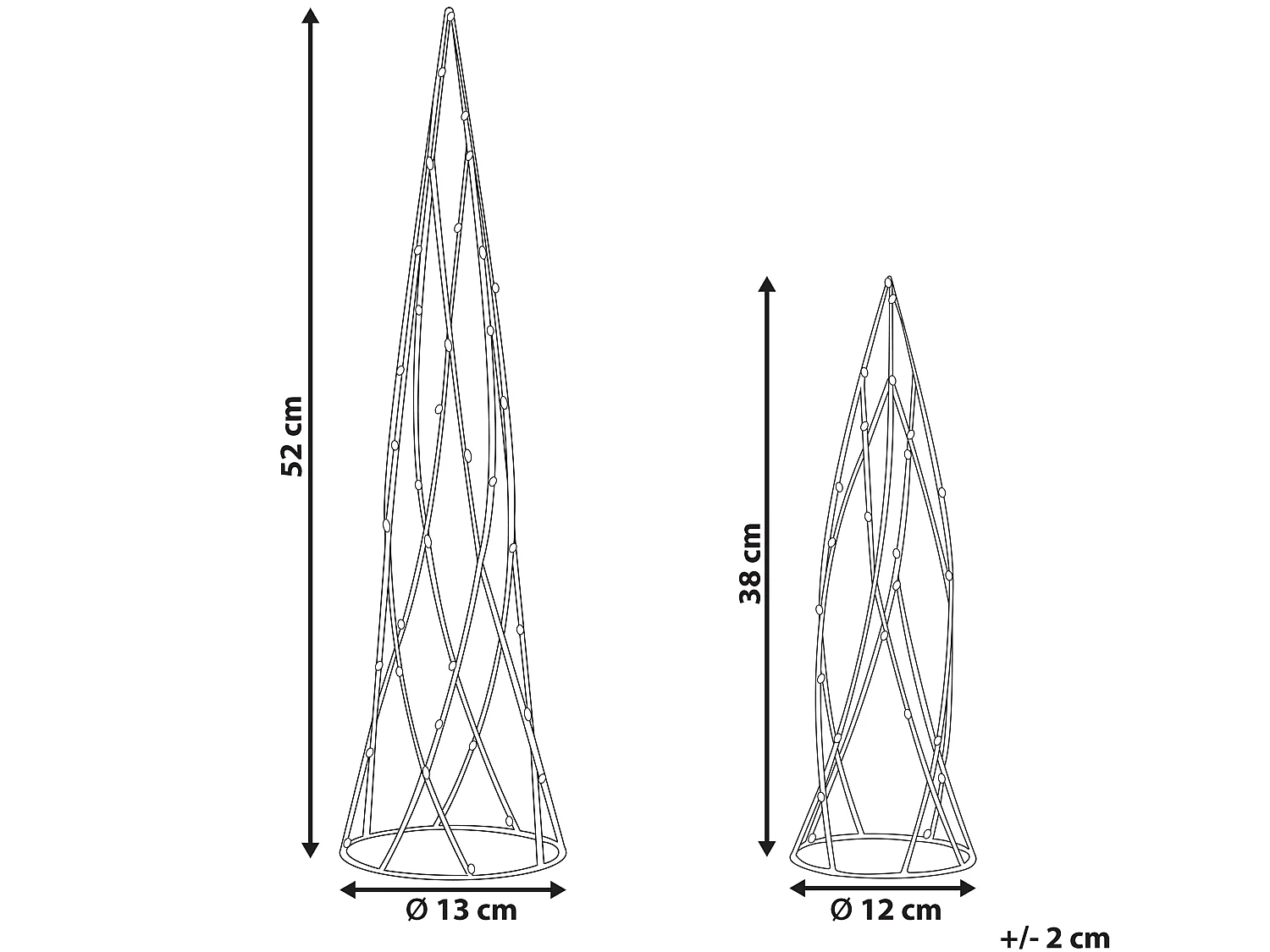 Lot de 2 décorations de Noël LED NEIDEN Arbre de Noël 52/38 cm Argenté